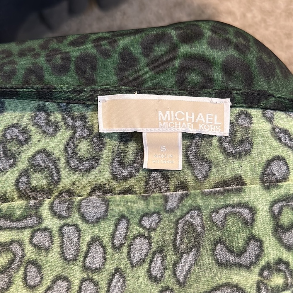 MICHAEL Kors Dark Green Leopard Print Midi Dress - Picture 4 of 5